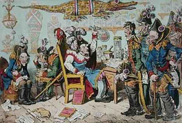 French Generals Retiring on account of their health with Lepaux presiding in the Directorial Dispensary Oil Painting - James Gillray