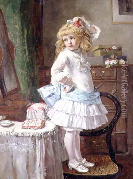 The New Party Frock Oil Painting - Edwin Thomas Roberts