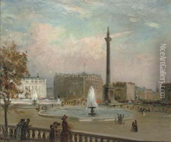 Trafalgar Square Oil Painting - Jacques-Emile Blanche