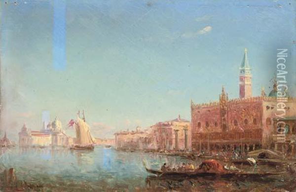 Vessels Before The Molo, Venice Oil Painting - Felix Ziem