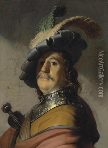 A Man In A Gorget And Cap Oil Painting - Rembrandt Van Rijn