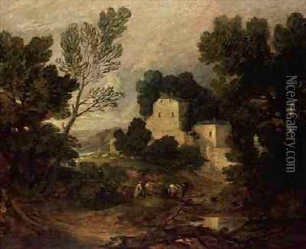 A Romantic Landscape Oil Painting - Thomas Gainsborough