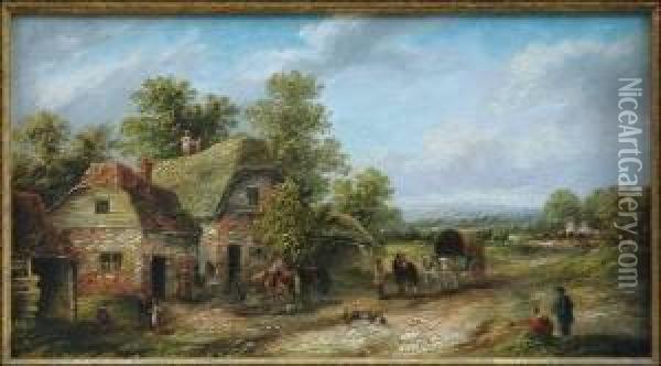 Village Scene Oil Painting - William Henry Vernon