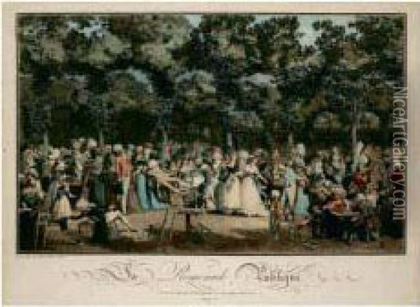 La Promenade Publique. 1792. Oil Painting - Philibert-Louis Debucourt
