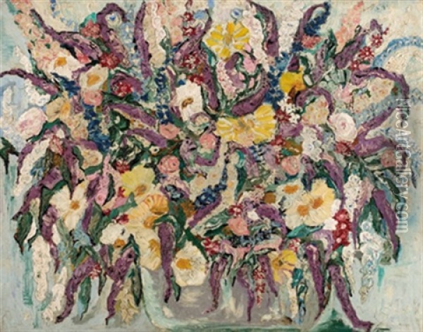 Gartenblumen In Weiser Schale Oil Painting - Helene von Taussig