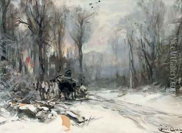 A malle jan in the snow Oil Painting - Louis Apol