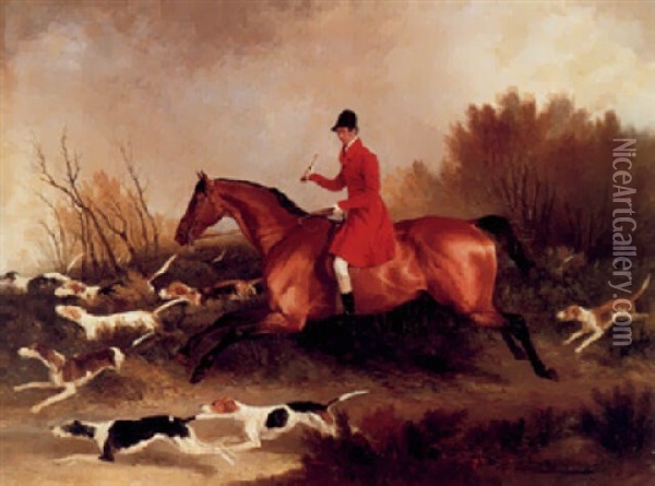A Huntsman And Hounds Oil Painting - Richard Barrett Davis