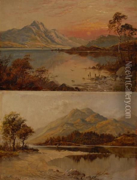 Pair Of Oils On Board, Views Ofloch Katrine Oil Painting - Arthur Blackburn