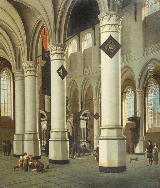 Church Interior Oil Painting - Gerrit Houckgeest