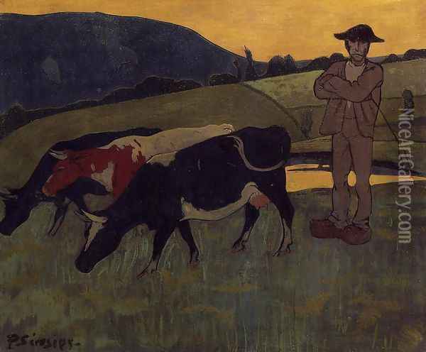 Peasant with Three Crows Oil Painting - Paul Serusier