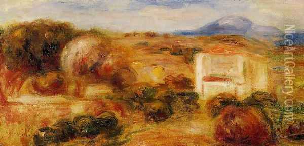 Landscape With White House Oil Painting - Pierre Auguste Renoir