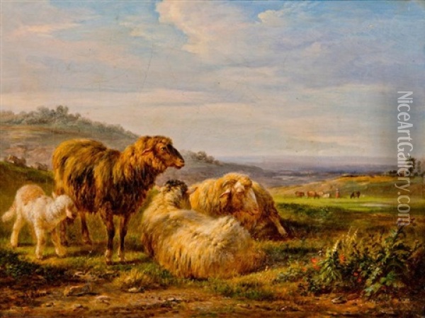 Des Moutons Aux Paturages Oil Painting - Joseph Francois Paris