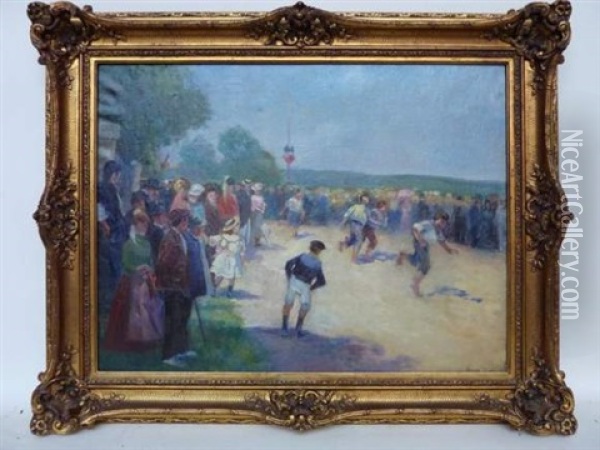 Scene Populaire : La Course Oil Painting - Georges Jules Ernest Binet