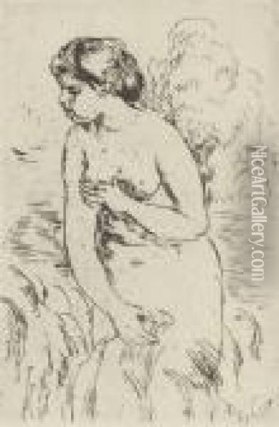 Baigneuse Debout A Mi-jambes (d. 28) Oil Painting - Pierre Auguste Renoir