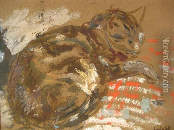 Cat Oil Painting - Ferdinand Jean Luigini