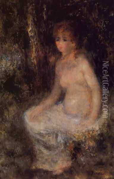 Nude Sitting In The Forest Oil Painting - Pierre Auguste Renoir