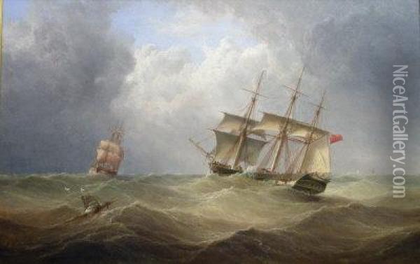 Shipping At Sea Oil Painting - Henry Redmore