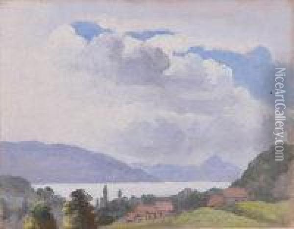 Sky, Lakes And Mountain Tops Oil Painting - Neville Stephen Lytton