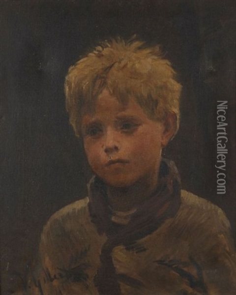 Portrait De Jeune Garcon Blond Oil Painting - Victor Gabriel Gilbert