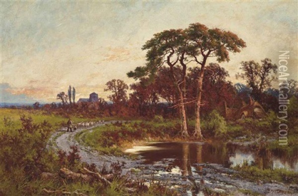 Near Godalming, Surrey Oil Painting - Henry H. Parker