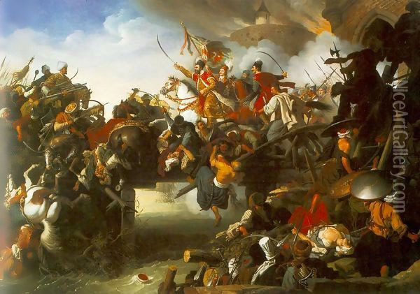 The Attack of Zrinyi 1825 Oil Painting - Johann Peter Krafft