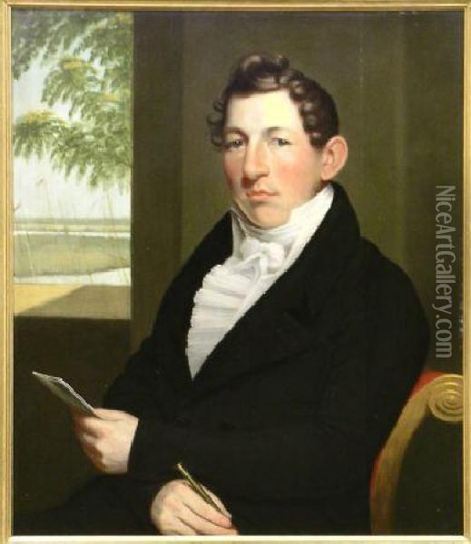 Portrait Of A Man Oil Painting - Ezra Ames