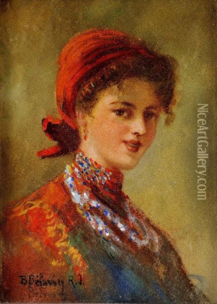Portret Dievcata Oil Painting - Istvan Burchard-Belavary