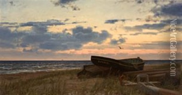 Ved Havet Oil Painting - Amaldus Clarin Nielsen
