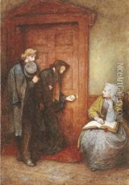 At The Sick Man's Door; An Illustration To Thackeray's 'adventures Of Philip' Oil Painting - Frederick Walker