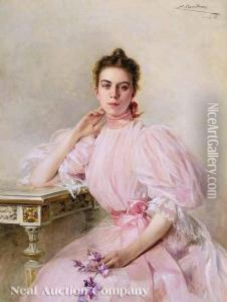 Portrait Of Elizabethalvina Hyde Oil Painting - Theobald Chartran