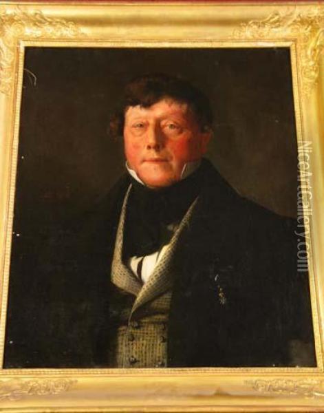 Portrait De Monsieur Lancosme De Breve Oil Painting - Adolphe Felix Cals