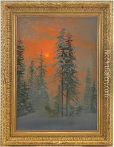 Winter Landscape Oil Painting - Wladimir Leonidovich Murawjoff