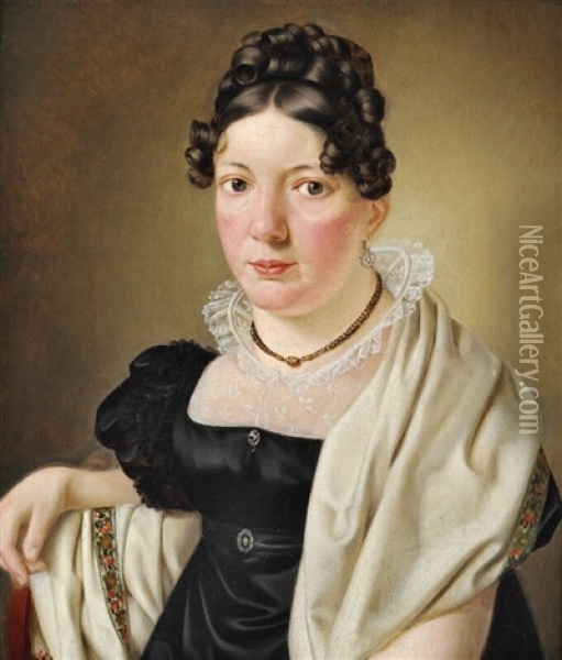 Portrait Of Petrine Sophie Schaffer (1788-1870) Oil Painting - Christoffer Wilhelm Eckersberg