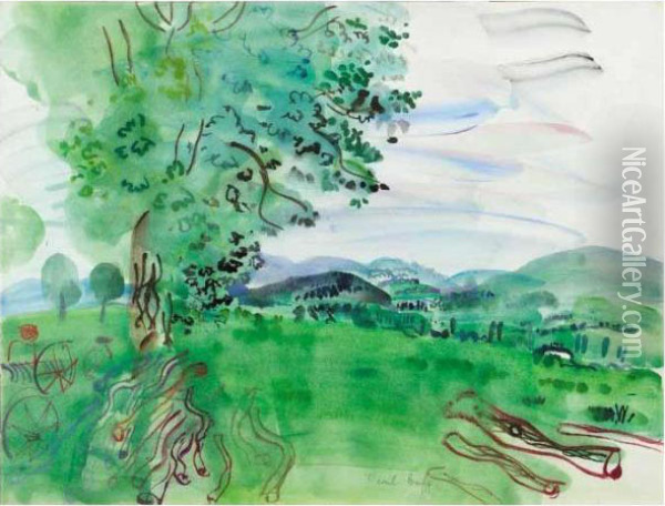 Paysage Aux Troncs D'arbres Oil Painting - Raoul Dufy