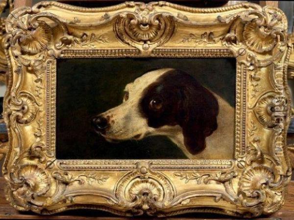 Chien A L'arret Oil Painting - Jacques Charles Oudry