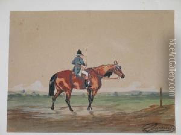 Jockey A Cheval Oil Painting - Jonny Audy