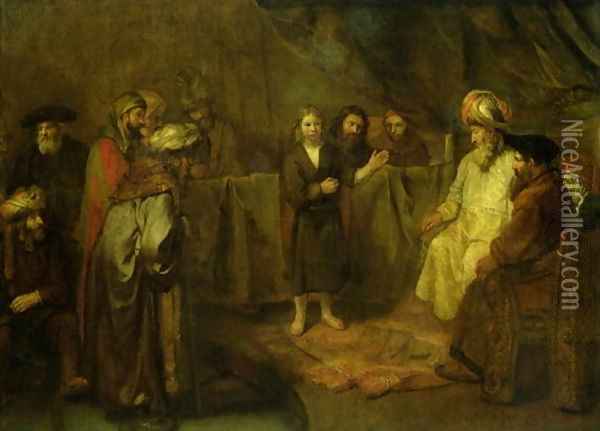 The Twelve Year Old Jesus in front of the Scribes 1655 Oil Painting - Harmenszoon van Rijn Rembrandt