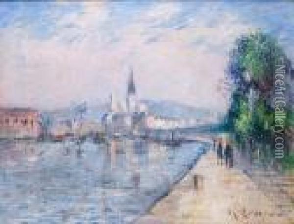 Rouen, Les Bords De Seine Oil Painting - Gustave Loiseau