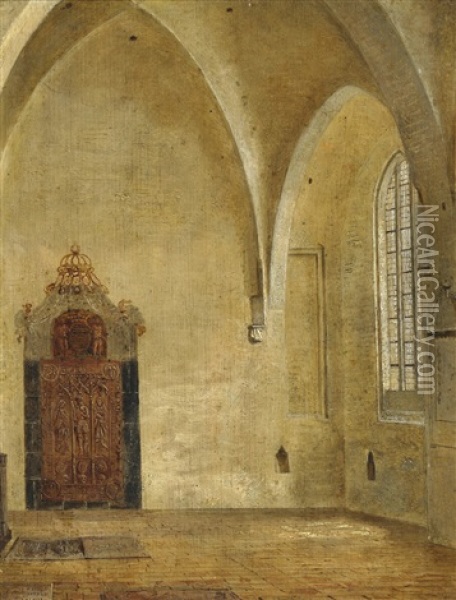 Interior Fra Skt. Hans Kirke I Odense Oil Painting - Dankvart-Christian-Magnus Dreyer