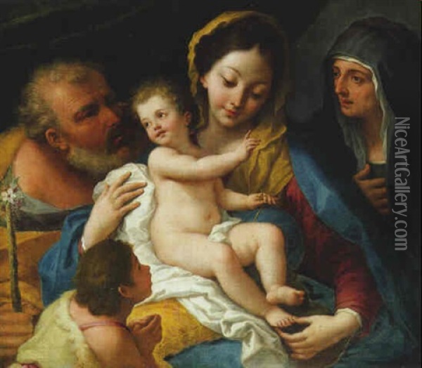 The Holy Family With The Infant Saint John The Baptist And Saint Anne Oil Painting - Paolo de Matteis