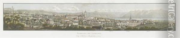Panorama Von Lausanne Oil Painting - Carl Johann Kruger