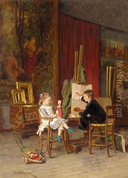 L'enfant modele Oil Painting - Theophile-Emmanuel Duverger