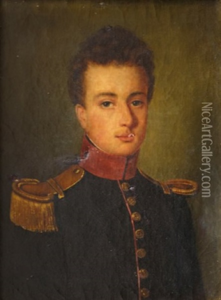 Portrait D'officier Oil Painting - Adolphe Henri Dubasty