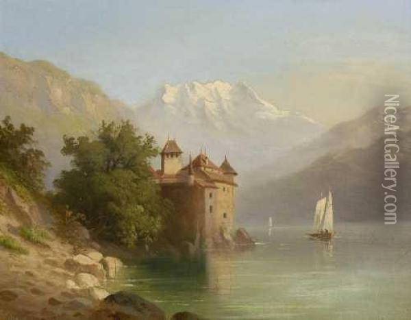 Blick Auf Schloss Chillon Oil Painting - Ferdinand Sommer