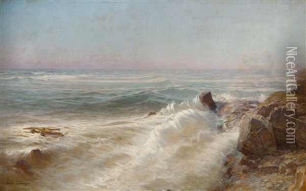 Bretonische Kustenimpression (l'ocean. Impression De Bretagne) Oil Painting - Jean-Baptiste-Arthur Calame