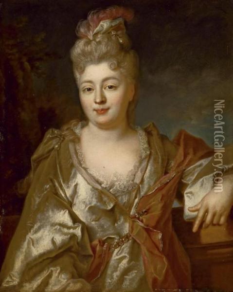 Portrait En Buste De Madame Titon Du Coigny Oil Painting - Nicolas de Largillierre