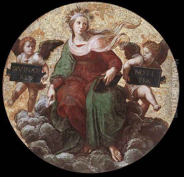 The Stanza della Segnatura Ceiling: Theology Oil Painting - Raphael