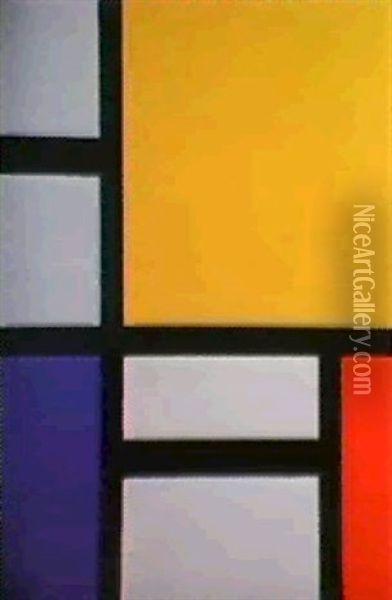Composicion Con Amarillo,                                   Azul Y Rojo Oil Painting - Piet Mondrian