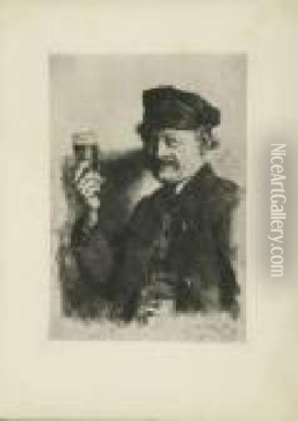 2 Bll.: Der Trinker - Bildnis Eines Knaben Oil Painting - Wilhelm Leibl