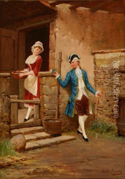 A Courting Couple Oil Painting - Giovanni Della Rocca